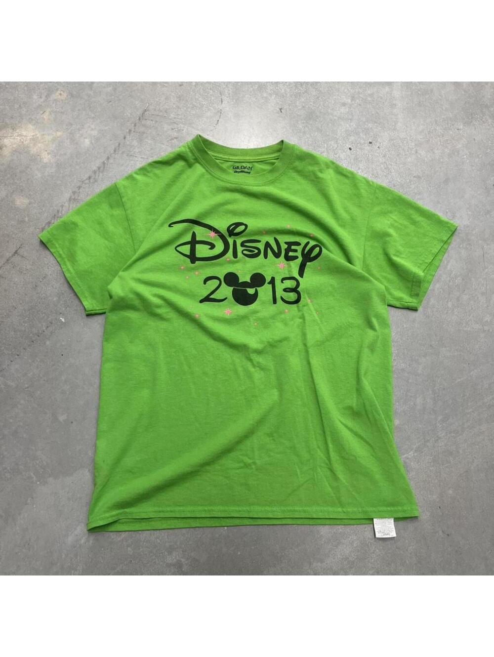 Vintage Y2K Disney 2013 Graphic T Shirt Mens Medium Green Mickey Mouse